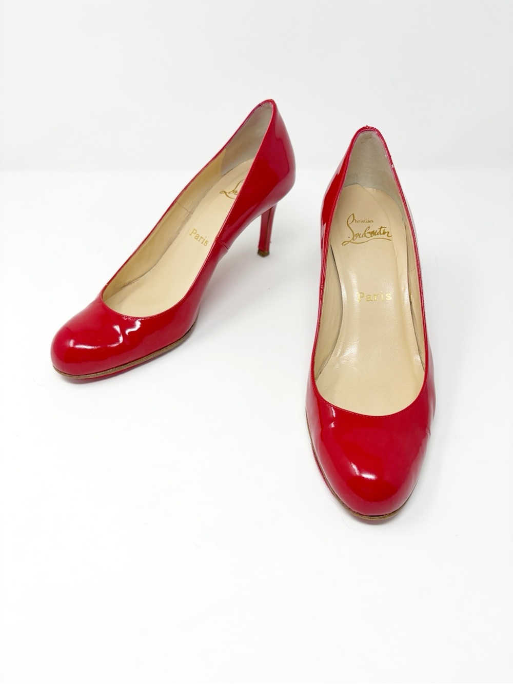 Christian Louboutin Red Patent Leather Women's Pumps 37.5 - Picture 2 of 11
